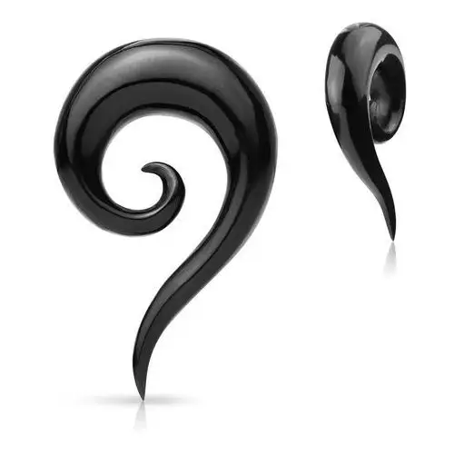 Ekspander do ucha wykonany z materiału organicznego - czarna gładka skręcona spirala - szerokość: 8 mm Biżuteria e-shop