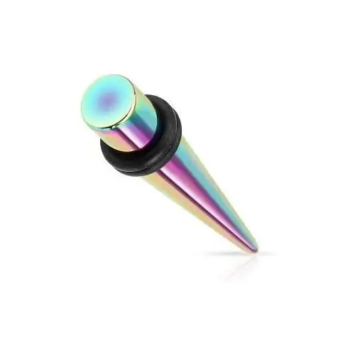 Biżuteria e-shop Ekspander do ucha ze stali 316l, kolory tęczy, tytanowa powierzchnia - szerokość: 2.4 mm
