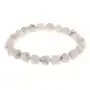 Elastyczna bransoletka, białe koraliki z naturalnego kamienia, szary marmurowy wzór Biżuteria e-shop Sklep