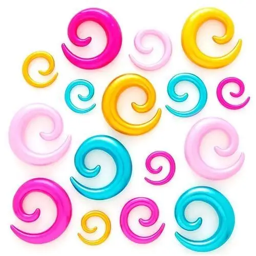 Biżuteria e-shop Expander do ucha - kolorowa błyszcząca spirala - szerokość: 4 mm, kolor kolczyka: turkusowo-niebieski