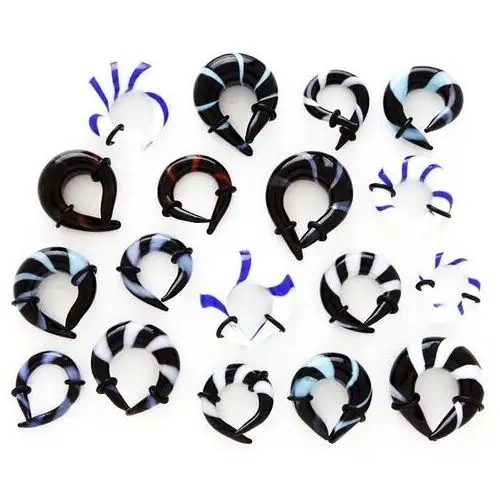 Expander do ucha - rogi, z gumką - szerokość: 10 mm, kolor kolczyka: czarny - jasnoniebieski Biżuteria e-shop