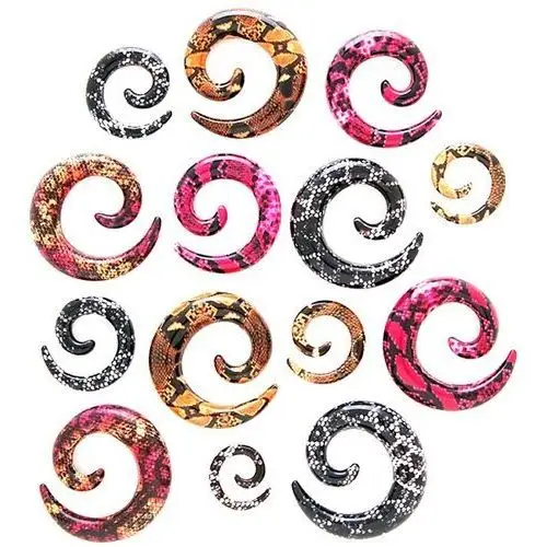 Biżuteria e-shop Expander do ucha - spirala, skóra węża - szerokość: 10 mm, kolor kolczyka: różowy