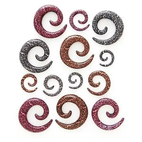 Expander do ucha - spirala, wzór lampart - szerokość: 2 mm, kolor: szary Biżuteria e-shop