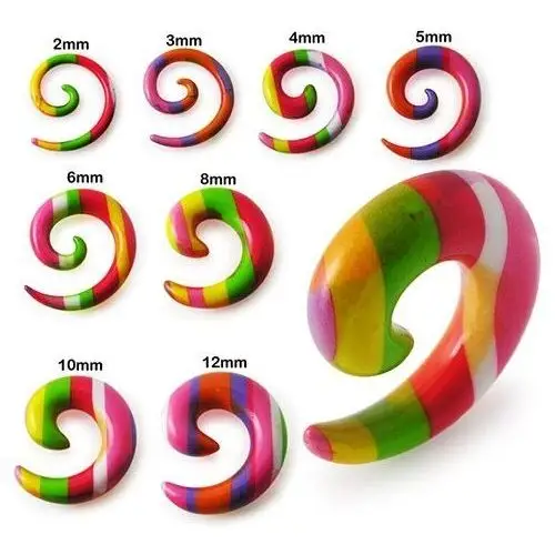 Biżuteria e-shop Expander do ucha - spirala z kolorowymi paseczkami - szerokość: 3 mm