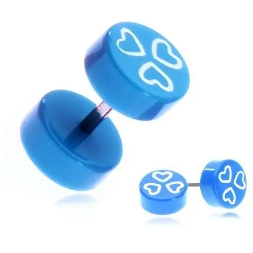 Fake piercing do ucha z akrylu - niebieskie kółka i serduszka