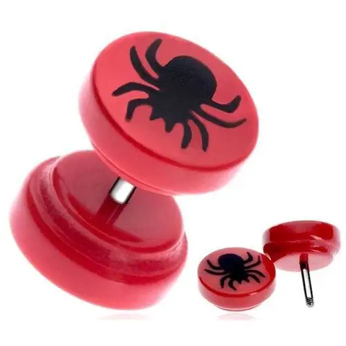 Fake piercing do ucha z akrylu - pająk w czerwonym kółku, PC33.22