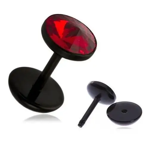 Fake plug do ucha - akrylowy, oszlifowana cyrkonia w kolorze czerwonym Biżuteria e-shop