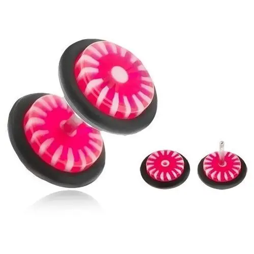 Fake plug do ucha - kółeczka z akrylu, różowo-białe słońce Biżuteria e-shop