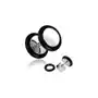 Fake plug ze stali chirurgicznej - lśniący okrągły kształt, czarne gumki, 8mm - grubość kolczyka: 1 mm Biżuteria e-shop Sklep