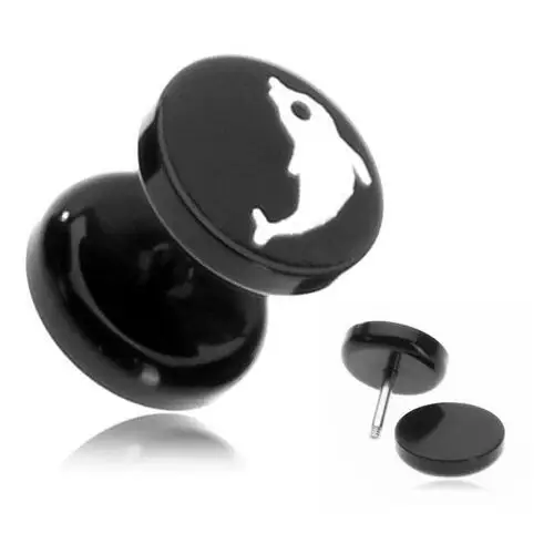 Fałszywy akrylowy plug - delfin na czarnym kółku Biżuteria e-shop