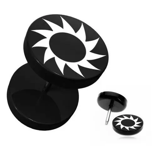 Biżuteria e-shop Fałszywy piercing do ucha z akrylu - czarny, okrągły, ozdobne kółeczko