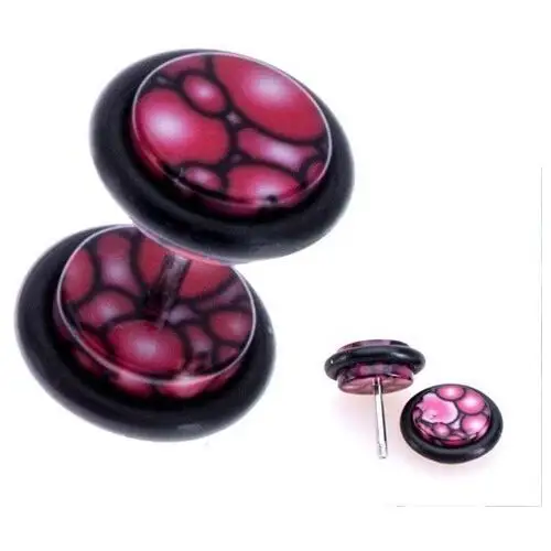 Biżuteria e-shop Fałszywy piercing do ucha z akrylu - różowo-fioletowe bąbelki