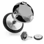 Fałszywy piercing do ucha ze stali chirurgicznej - okrągła czarna cyrkonia, gumka - średnica: 10 mm Biżuteria e-shop Sklep