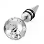 Fałszywy piercing srebrnego koloru - duża kuleczka z cyrkonią, szpic z dwiema czarnymi gumkami, E16.16 Sklep