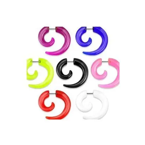 Biżuteria e-shop Fałszywy rozpychacz do ucha - akrylowa lśniąca spirala - kolor: biały