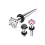 Fałszywy stalowy taper - szpic srebrnego koloru z kolorową cyrkonią, czarna gumka - kolor cyrkoni: różowy - p Biżuteria e-shop Sklep