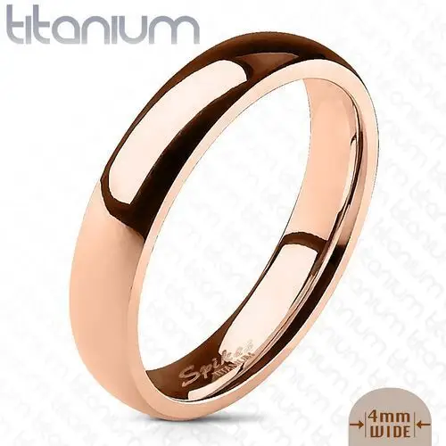 Biżuteria e-shop Gładki pierścionek z tytanu w kolorze różowego złota, lśniąca powierzchnia, 4 mm - rozmiar: 50
