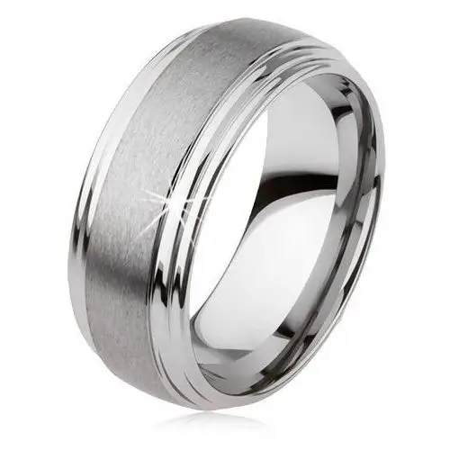 Gładki wolframowy pierścionek, lekko wypukły, matowa powierzchnia, srebrny kolor - rozmiar: 49 Biżuteria e-shop