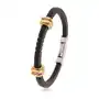 Gumowa bransoletka czarnego koloru, ozdobne nacięcia, kwadraty miedzianego i złotego koloru Biżuteria e-shop Sklep