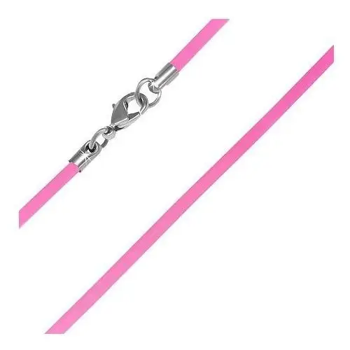 Biżuteria e-shop Gumowy naszyjnik sznurkowy - neonowo różowy, 2 mm