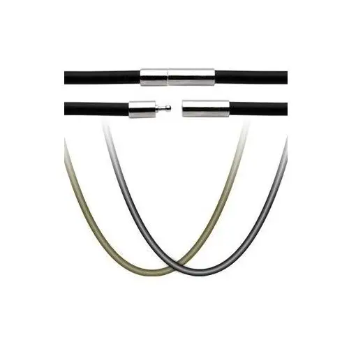 Gumowy sznurek na wisiorek - zapięcie ze stali chirurgicznej - Długość: 508 mm, Kolor: Czarny, kolor czarny
