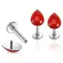 Biżuteria e-shop Kolczyk do brody ze stali, srebrny kolor, czerwona łezka - długość kolczyka: 6 mm Sklep