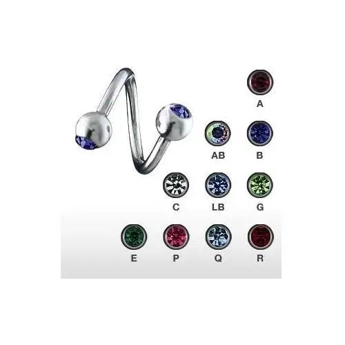 Biżuteria e-shop Kolczyk do brwi spirala z cyrkonią, twist - wymiary: 1,2 mm x 10 mm x 4 mm, kolor cyrkoni: różowy - p