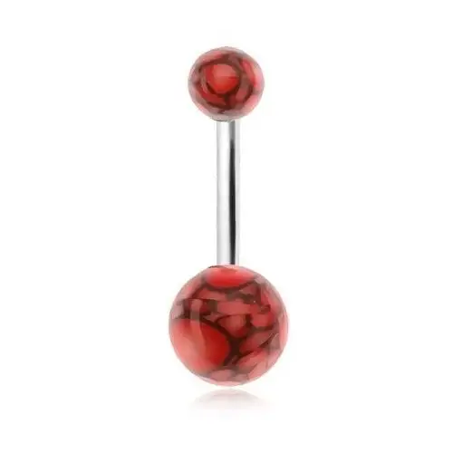 Biżuteria e-shop Kolczyk do brzucha, akrylowe kulki z motywem czerwonych bąbelków