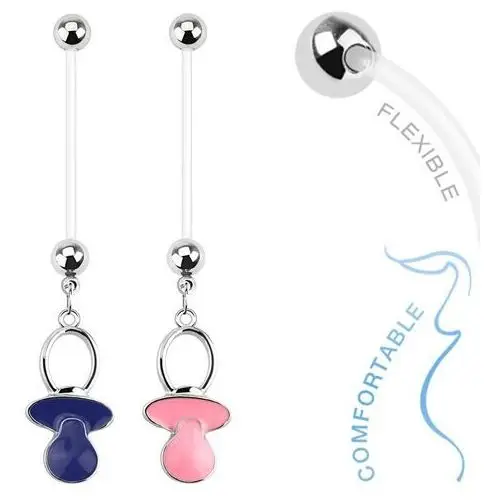 Biżuteria e-shop Kolczyk do brzucha z bioflexu dla ciężarnych kobiet, kolorowy smoczek - kolor kolczyka: różowy