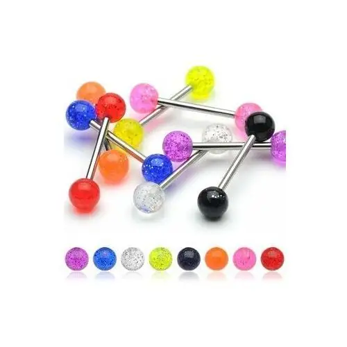 Kolczyk do języka, kolorowe kuleczki z brokatem - kolor kolczyka: przeźroczysty Biżuteria e-shop