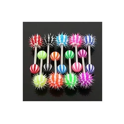 Kolczyk do języka - kolorowe pasiaste jeżyki - kolor kolczyka: aqua Biżuteria e-shop