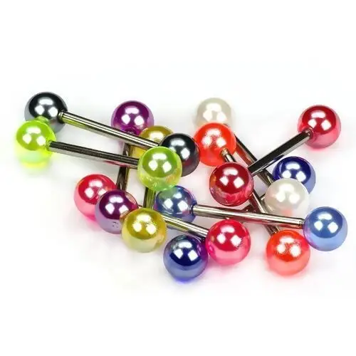 Biżuteria e-shop Kolczyk do języka, kolorowe perłowe kuleczki - kolor kolczyka: fioletowy