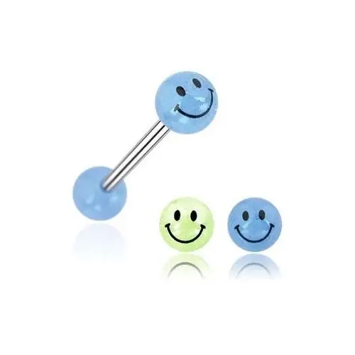 Kolczyk do języka kuleczka uśmiech - kolor kolczyka: niebieski Biżuteria e-shop