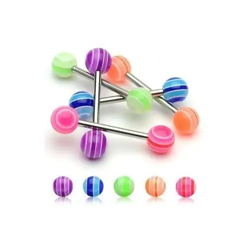 Biżuteria e-shop Kolczyk do języka - multicolor ball uv - kolor kolczyka: różowy
