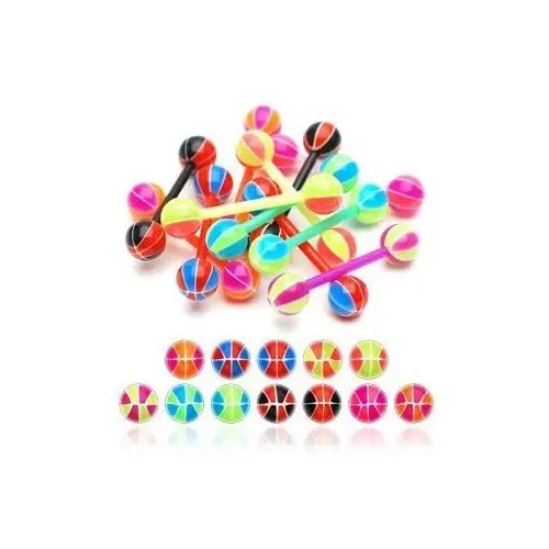 Kolczyk do języka piłka do koszykówki - kolor kolczyka: różowy - zielony - pg Biżuteria e-shop