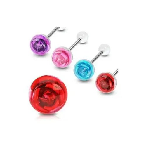 Biżuteria e-shop Kolczyk do języka róża - kolor kolczyka: aqua
