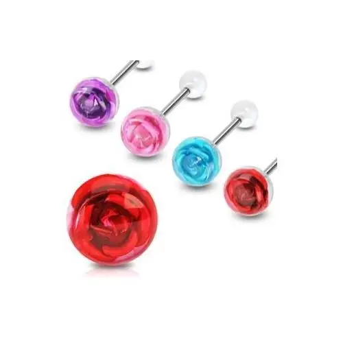 Kolczyk do języka róża - kolor kolczyka: różowy Biżuteria e-shop