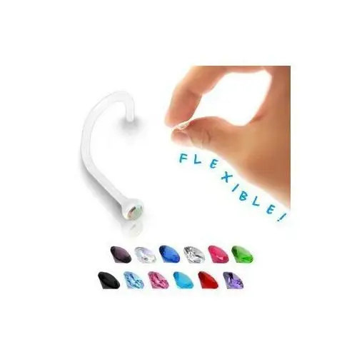 Kolczyk do nosa - przezroczysty bioflex z kolorową cyrkonią - kolor cyrkoni: jasnoniebieski - lb Biżuteria e-shop