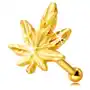 Kolczyk do nosa z żółtego 9K złota - kontur liścia marihuany, drobne żyłki Sklep