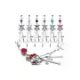 Biżuteria e-shop Kolczyk do pępka - czaszka wyłożona cyrkoniami, trzy krzyżyki - kolor cyrkoni: różowy - p Sklep