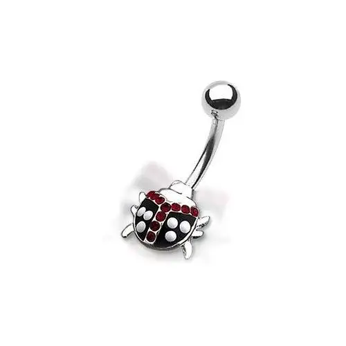 Kolczyk do pępka - kropkowana biedronka z czerwonymi cyrkoniami Biżuteria e-shop