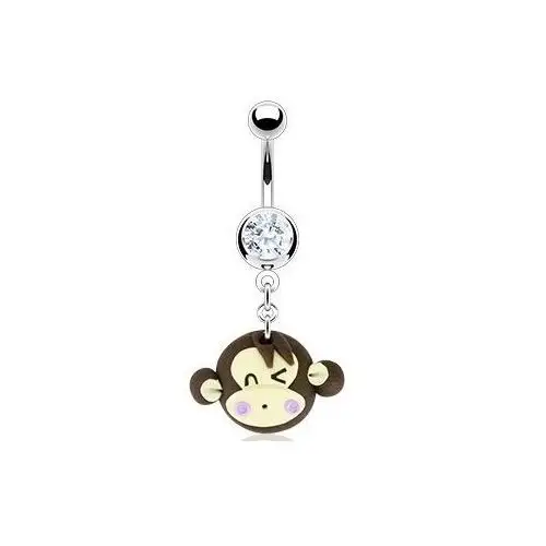 Kolczyk do pępka - mrugająca małpka fimo Biżuteria e-shop