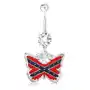 Biżuteria e-shop Kolczyk do pępka, stal 316l, motyl, motyw południowej flagi amerykańskiej Sklep