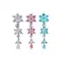 Biżuteria e-shop Kolczyk do pępka - trzy błyszczące cyrkoniowe kwiaty - kolor cyrkoni: przeźroczysty - c Sklep