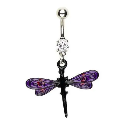 Kolczyk do pępka ważka - fioletowoczarne skrzydła Biżuteria e-shop