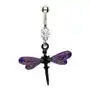 Kolczyk do pępka ważka - fioletowoczarne skrzydła Biżuteria e-shop Sklep