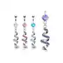 Kolczyk do pępka ze stali - spirala wyłożona cyrkoniami - kolor cyrkoni: tanzanit - tz Biżuteria e-shop Sklep
