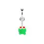 Kolczyk do pępka - zielona żabka fimo, serduszka Biżuteria e-shop Sklep