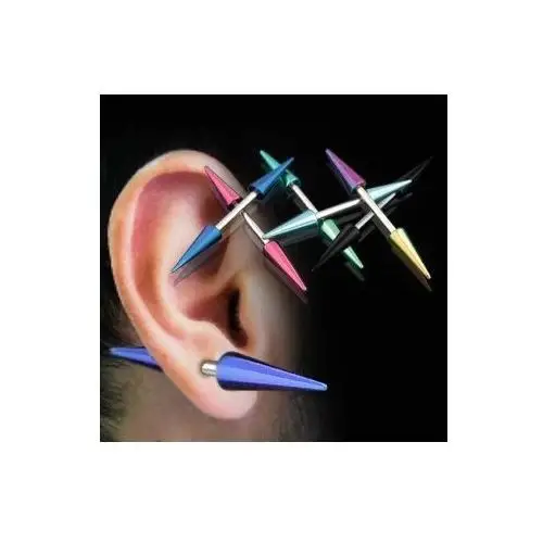 Kolczyk do ucha tytanowe szpice - kolor kolczyka: fioletowy Biżuteria e-shop