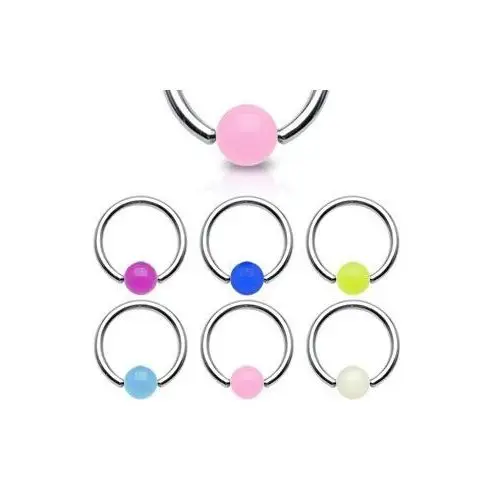 Kolczyk - kółko, świecąca kulka - wymiary: 1,6 mm x 14 mm x 5 mm, kolor kolczyka: fioletowy Biżuteria e-shop
